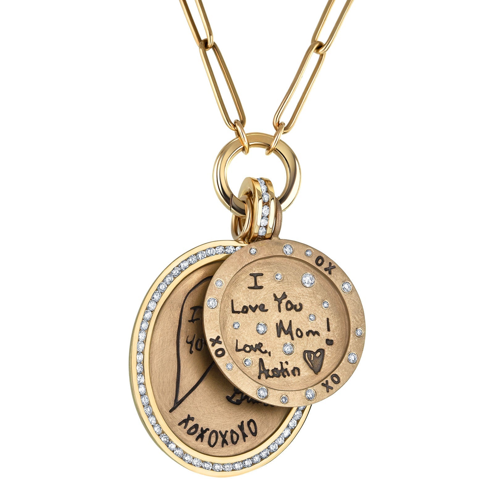 Child's Handwritten Message Channel Set Oval Charm