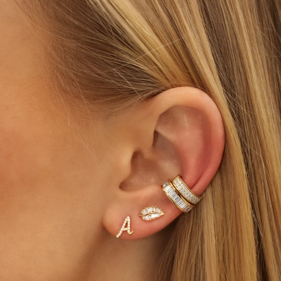 Baguette Diamond Ear Cuff in Rose Gold