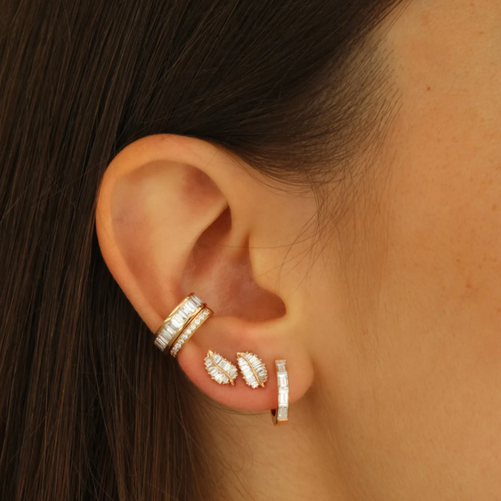 Baguette Diamond Ear Cuff in Rose Gold