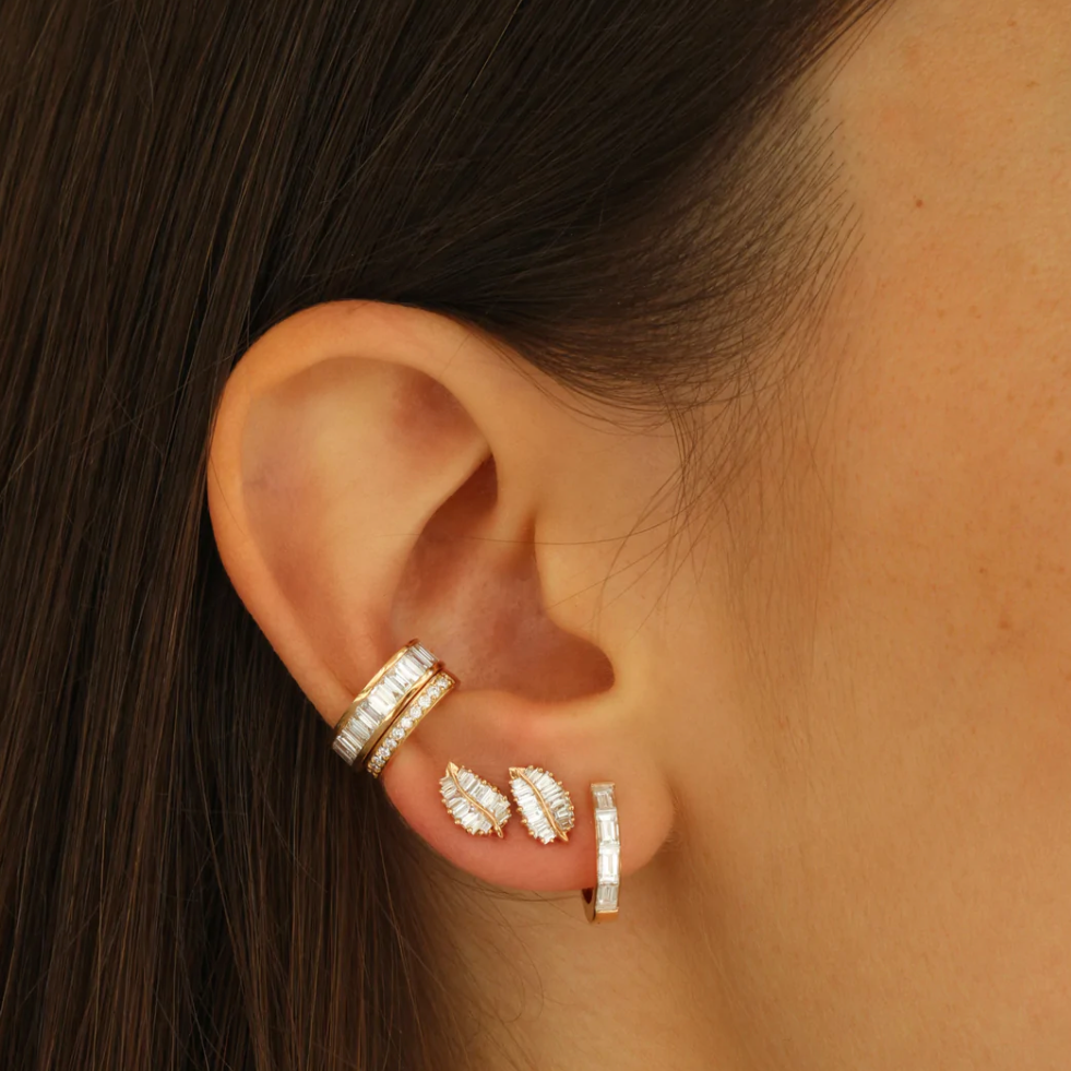 Baguette Diamond Ear Cuff in Yellow Gold