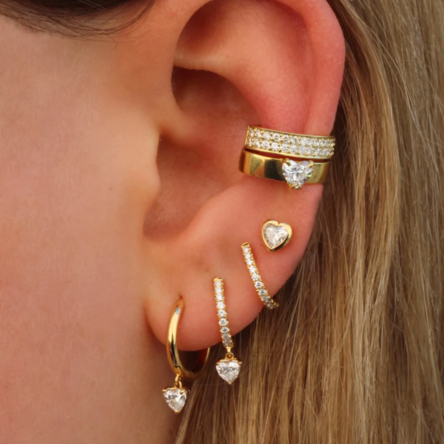 Diamond Heart Ear Cuff in Rose Gold