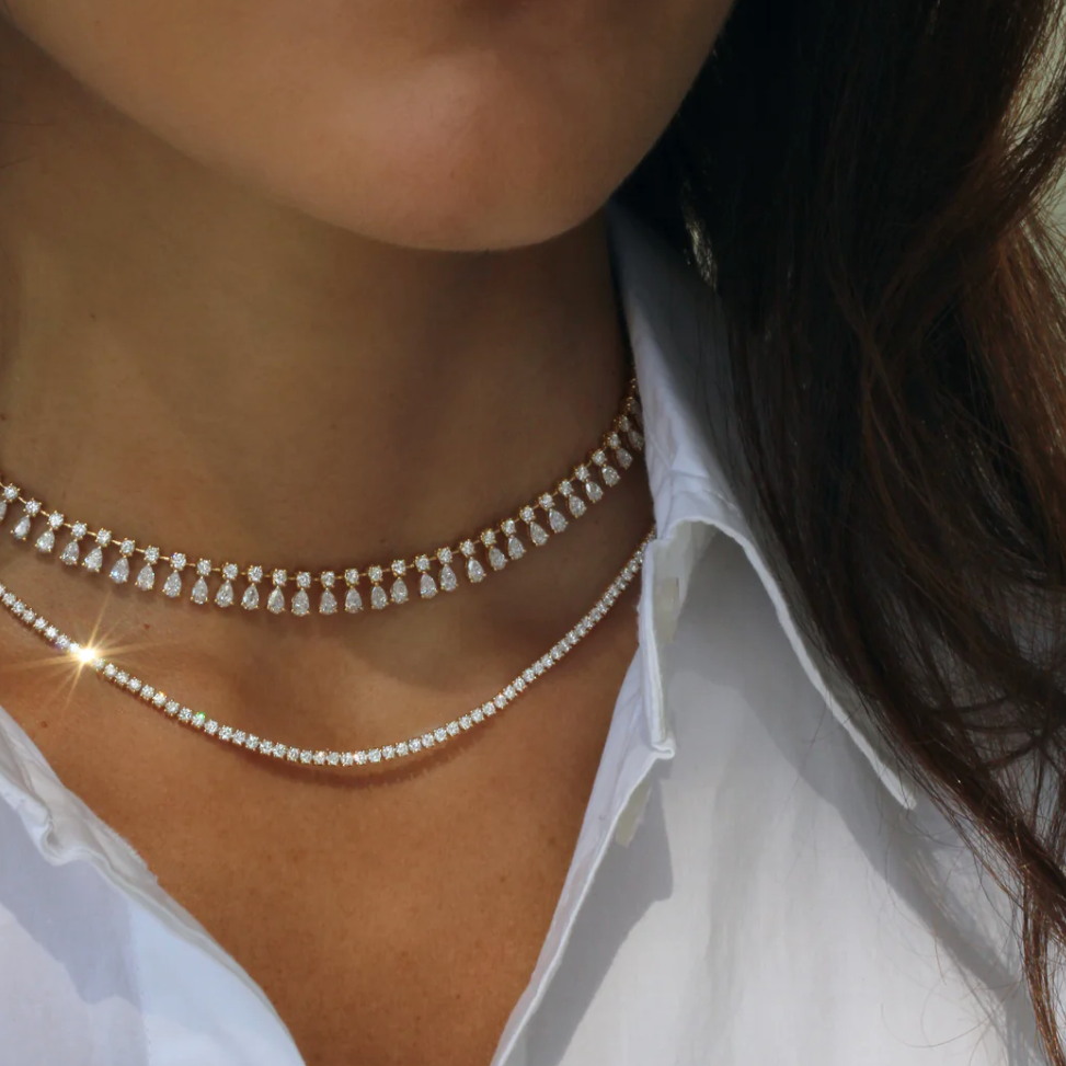 Hepburn Diamond Choker 16" in Yellow Gold