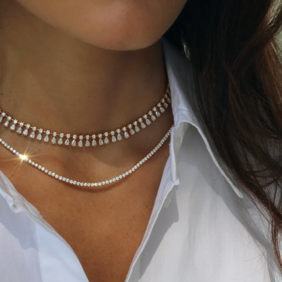 Hepburn Diamond Choker 16" in Rose Gold