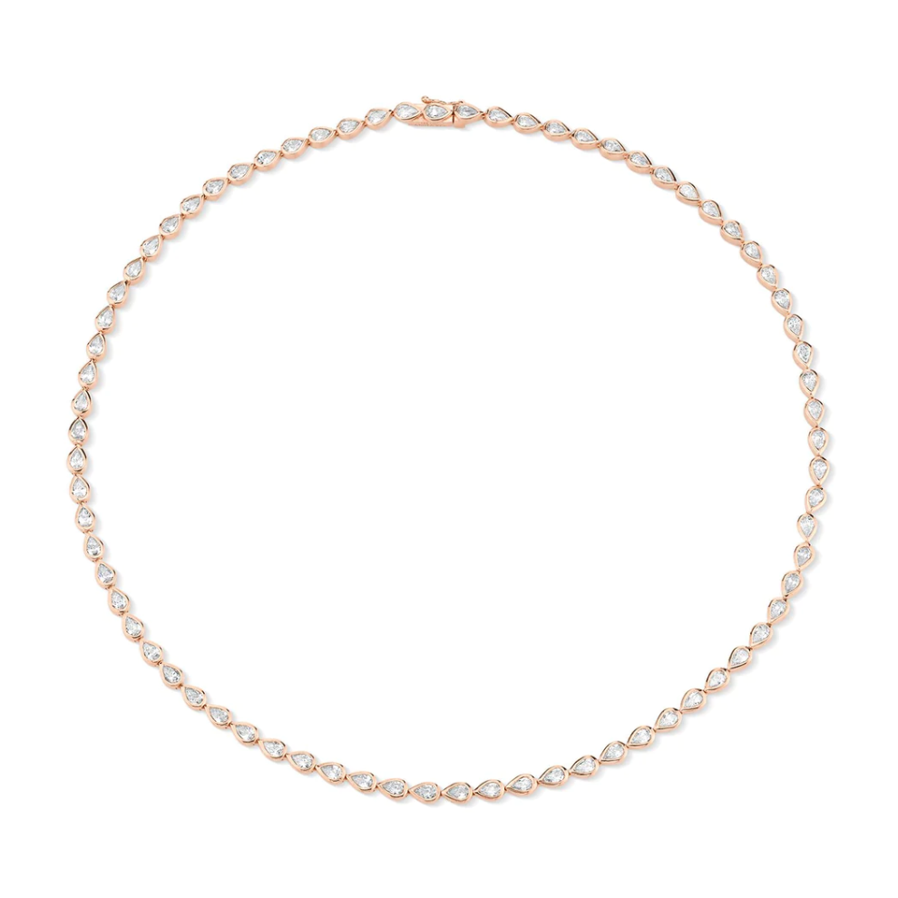 Bezeled Pear Shaped Diamond Choker in Rose Gold