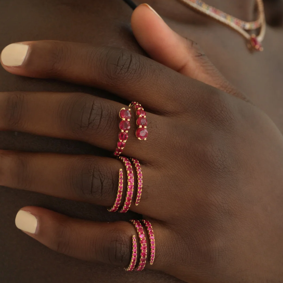 Ruby Coil Ring in Rose Gold