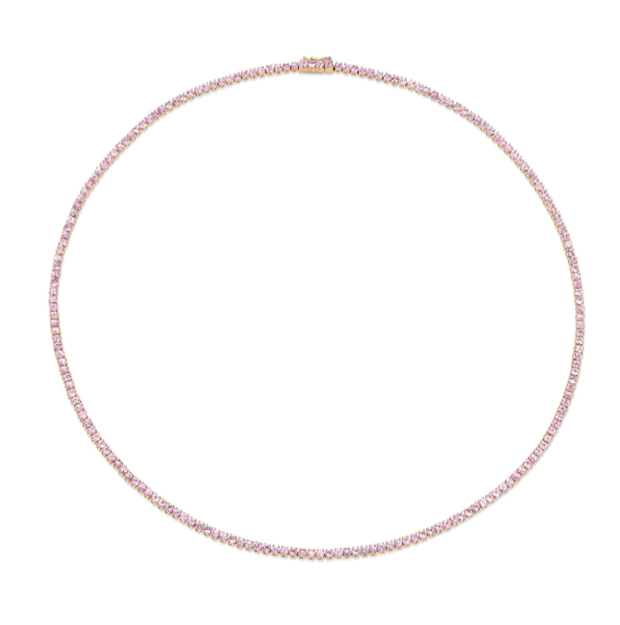 Pink Sapphire Hepburn Choker 16" in Yellow Gold