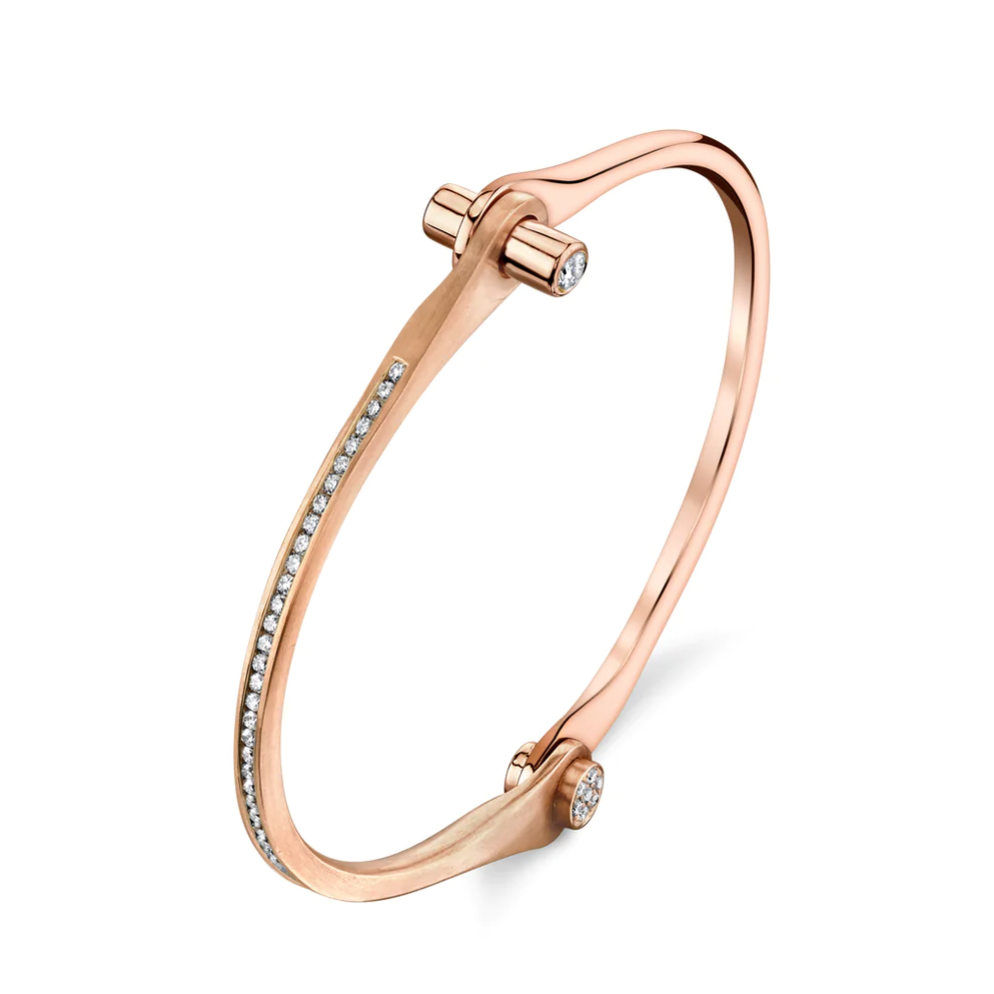 Pave Diamond Skinny Handcuff in 18K Gold