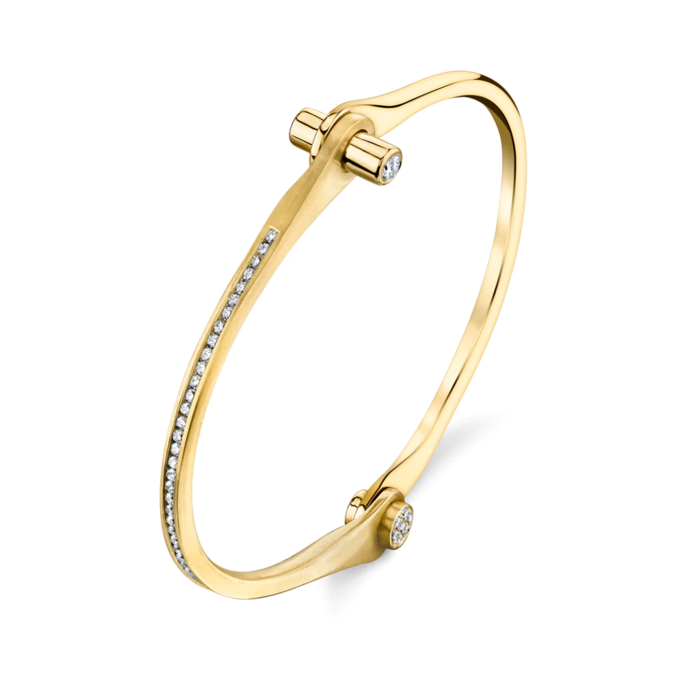 Pave Diamond Skinny Handcuff in 18K Gold