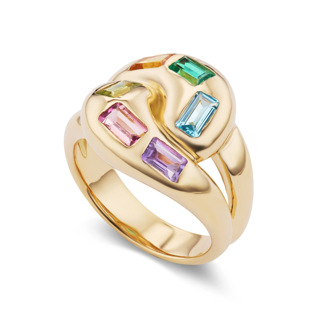 Multi-color Gemstone Knot Ring