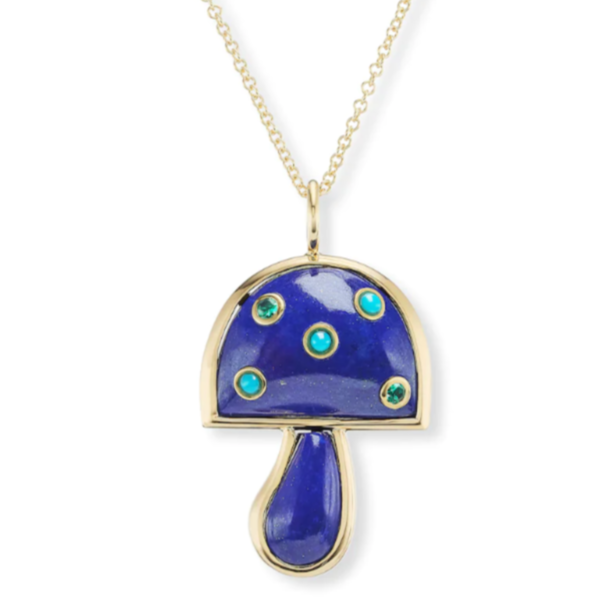 Small Blue Lapis Mushroom Pendant on 16” Chain