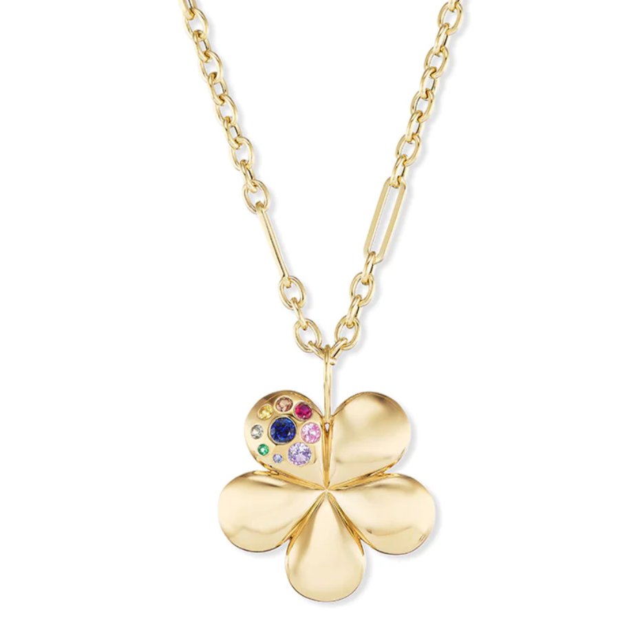 Medium Flower Pendant with Single Rainbow Petal