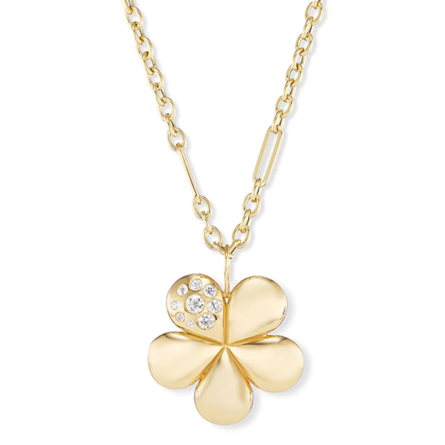 Medium Flower Pendant with Single Diamond Petal