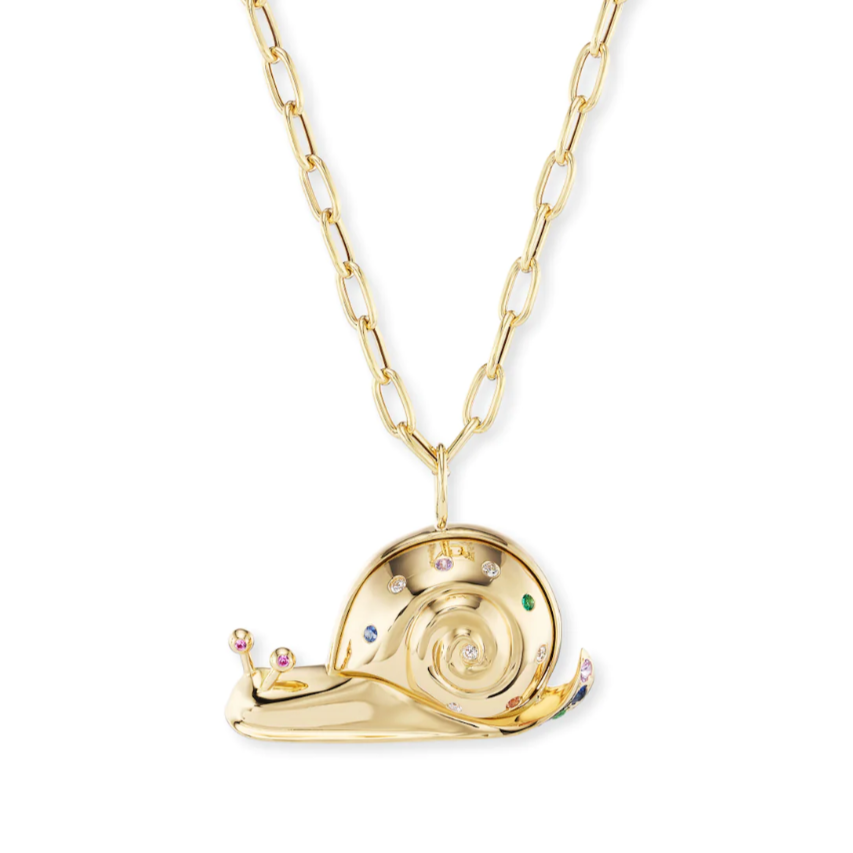 Large Snail Pendant with Pave Bottom