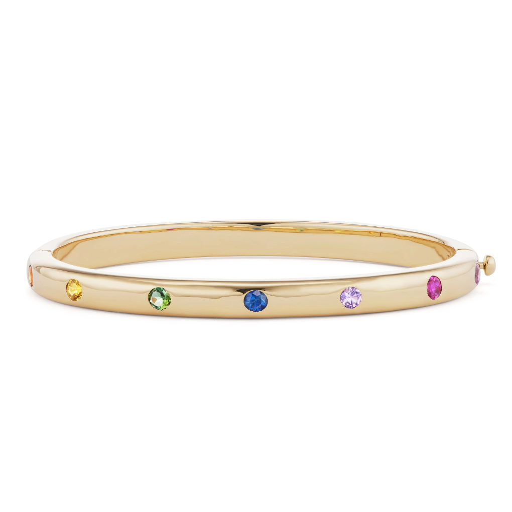 BNS Narrow Bangle with Rainbow Sapphires